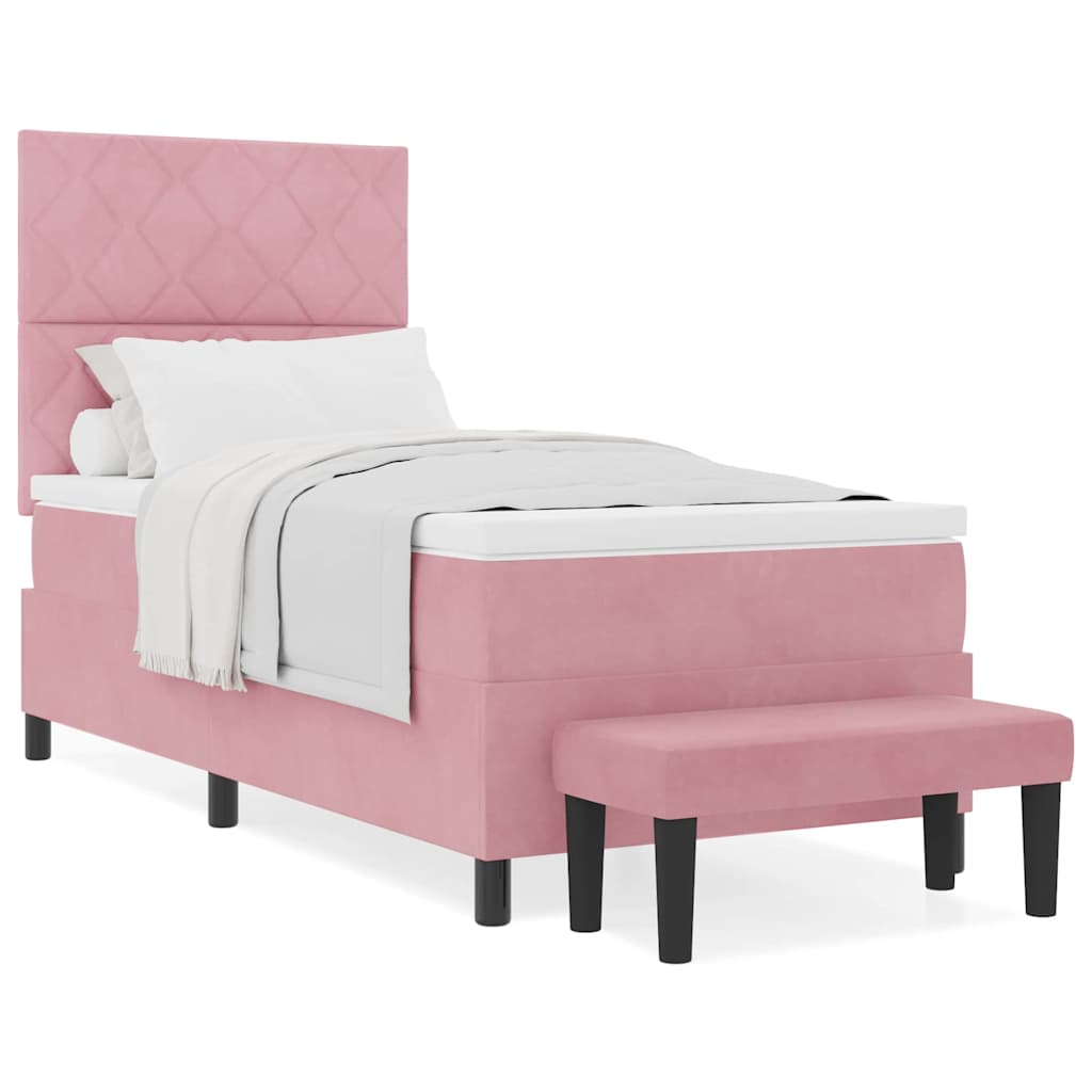 Łóżko sprężynowe z materacem Różowy 100 x 200 cm Aksamit