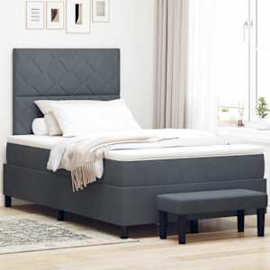 Postel s boxspringem s čelo Tmavě šedá 190 x 120 cm samet - obrázek 1