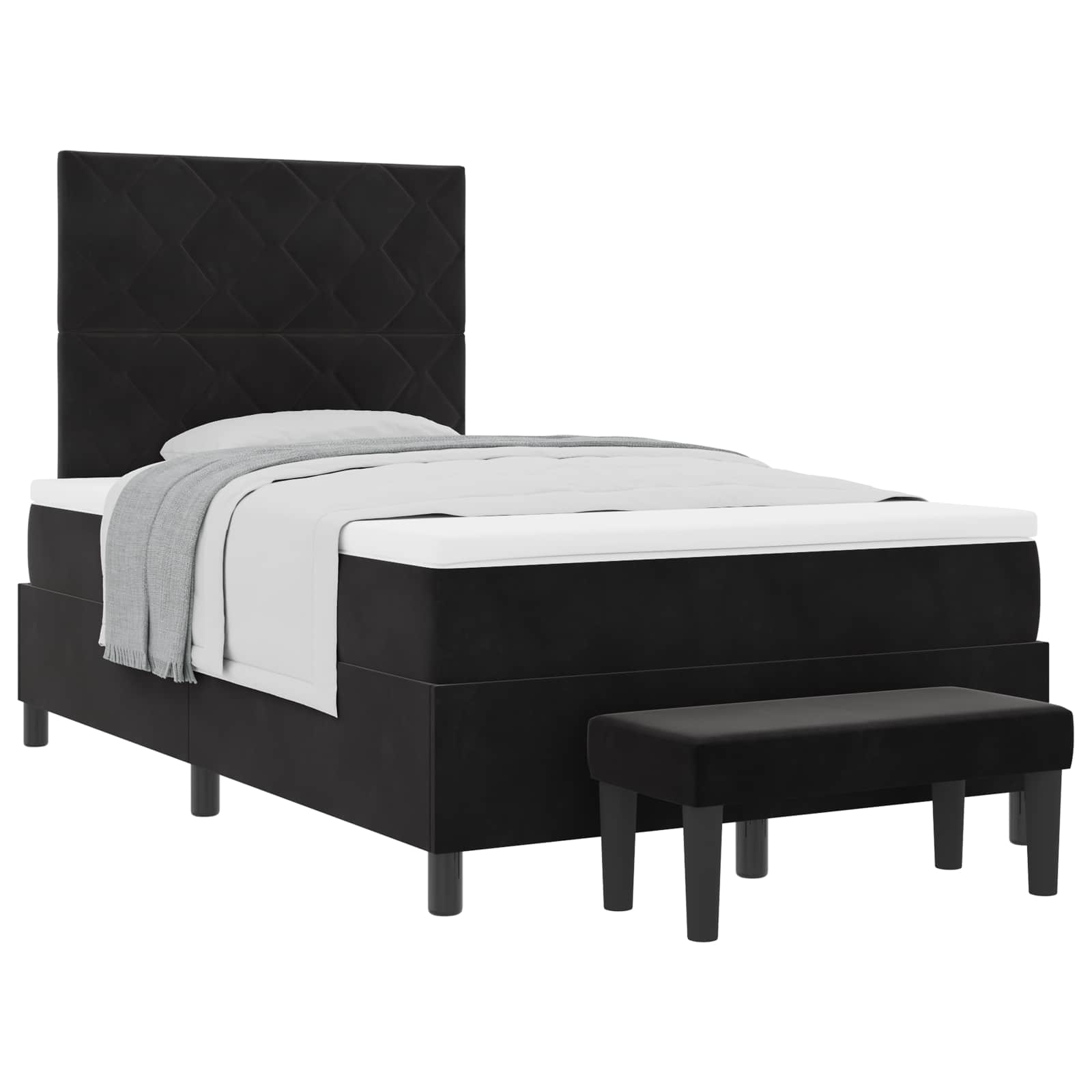 Postel s boxspringem s matrací s čelo Černá 120 x 190 cm samet - obrázek 2