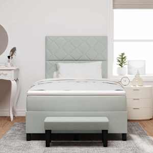 Postel s boxspringem s matrací Světle šedá 120 x 200 cm samet - obrázek 3