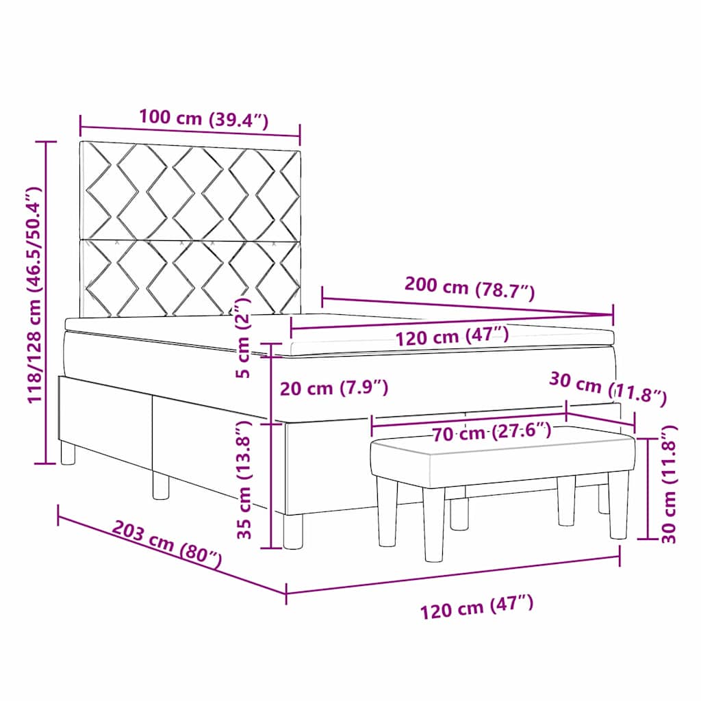Postel s boxspringem s matrací s čelo Černá 120 x 200 cm samet - obrázek 13