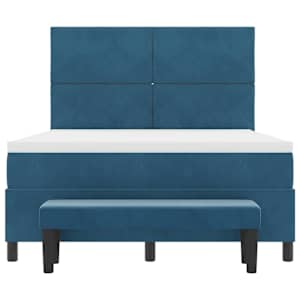 Postel s boxspringem s čelo Tmavě moddrá 200 x 140 cm samet - obrázek 8