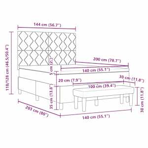 Postel s boxspringem s čelo Tmavě moddrá 200 x 140 cm samet - obrázek 13