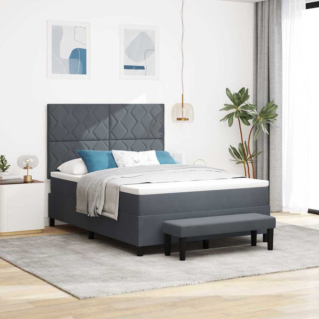 Boxspringbett mit Matratze & Bank Dunkelgrau 160x200 cm Samt