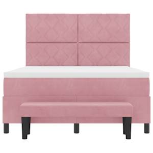 Postel s boxspringem s čelo Růžová 200 x 160 cm samet - obrázek 8