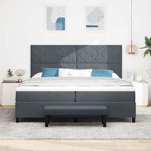 Postel s boxspringem s čelo Tmavě šedá 200 x 200 cm samet - obrázek 3