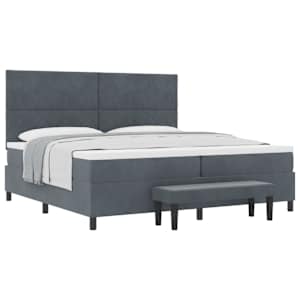 Postel s boxspringem s čelo Tmavě šedá 200 x 200 cm samet - obrázek 2