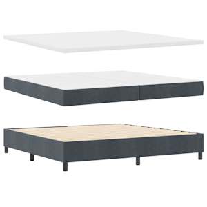 Postel s boxspringem s čelo Tmavě šedá 200 x 200 cm samet - obrázek 4