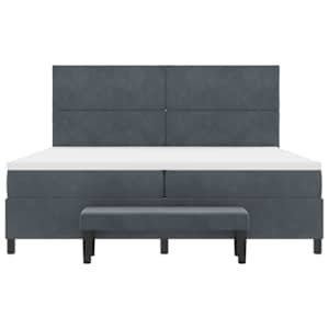 Postel s boxspringem s čelo Tmavě šedá 200 x 200 cm samet - obrázek 7