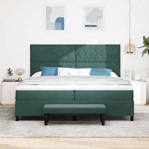 Postel s boxspringem s čelo Tmavě zelená 200 x 200 cm samet - obrázek 3