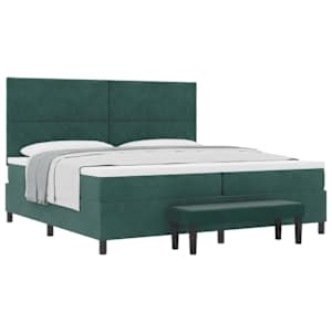 Postel s boxspringem s čelo Tmavě zelená 200 x 200 cm samet - obrázek 2
