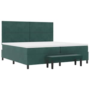 Postel s boxspringem s čelo Tmavě zelená 200 x 200 cm samet - obrázek 6