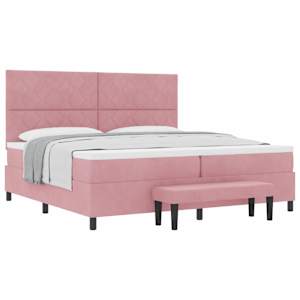 Postel s boxspringem s čelo Růžová 200 x 200 cm samet - obrázek 2