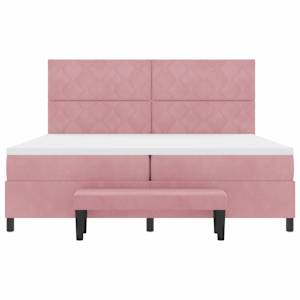 Postel s boxspringem s čelo Růžová 200 x 200 cm samet - obrázek 8