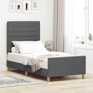 Rám postele s čelo Tmavě šedá 80 x 200 cm textil - obrázek 1