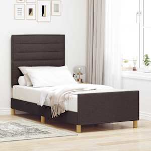 Rám postele s čelo Tmavě hnědá 80 x 200 cm textil - obrázek 1