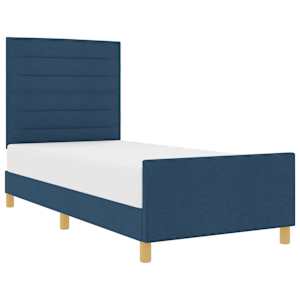 Rám postele s čelo Modrá 90 x 190 cm textil - obrázek 2