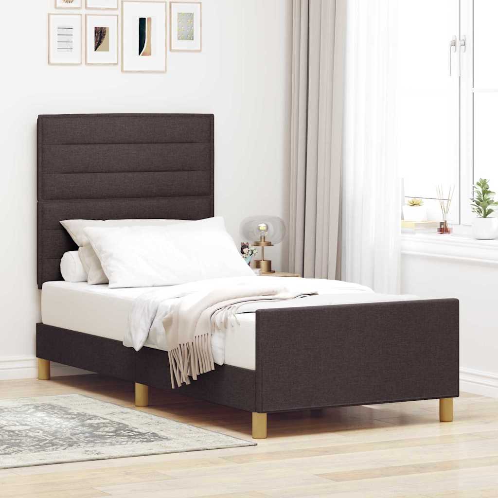 Voodi Raam Tume Pruun 90x200 cm Kangas