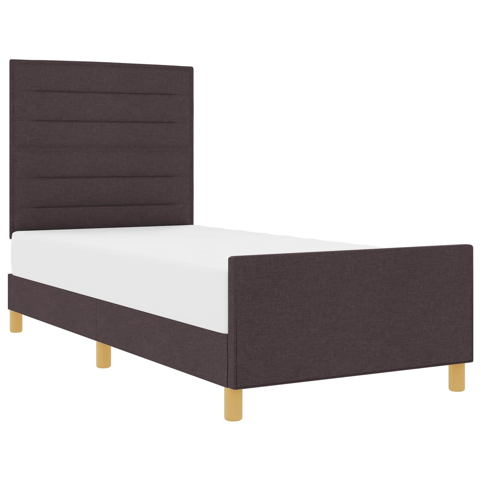 vidaXL Bedframe met hoofdeinde Donkerbruin 90 x 200 cm Stof bruin, foto 3