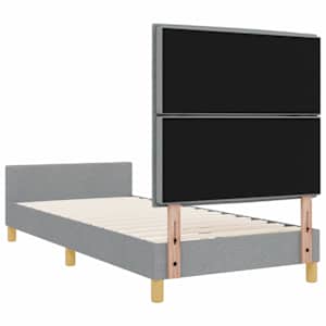 Rám postele s čelo Světle šedá 100 x 200 cm textil - obrázek 9