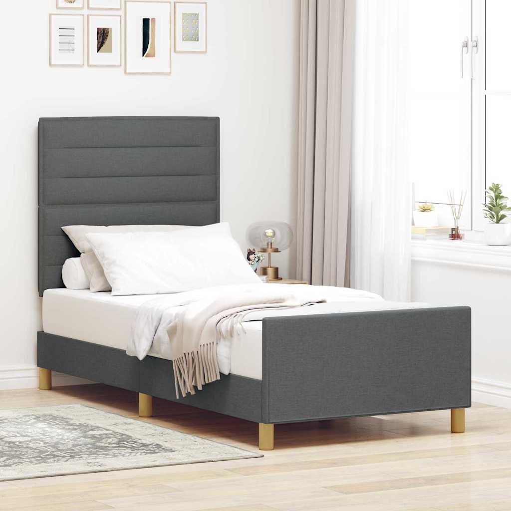Voodi Raam Tumedat Halli 100x200 cm Kangas