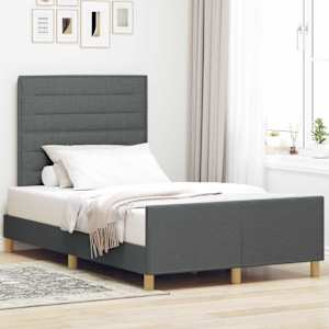Rám postele s čelo Tmavě šedá 120 x 190 cm textil - obrázek 1