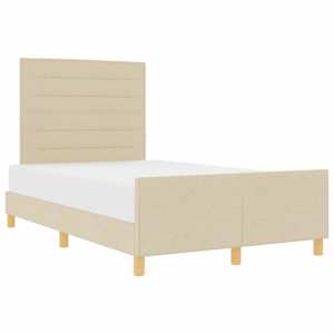 vidaXL Voodi raam peaga cream 120 x 190 cm kangas