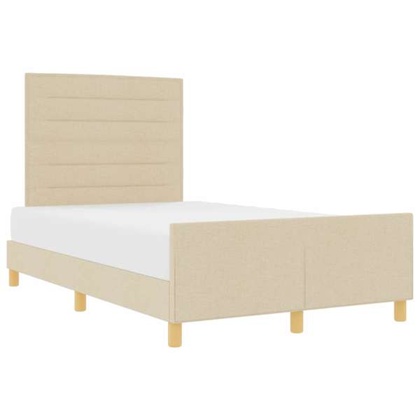 vidaXL Voodi raam peaga cream 120 x 190 cm kangas