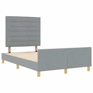Rám postele s čelo Světle šedá 140 x 190 cm textil - obrázek 5