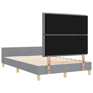 Rám postele s čelo Světle šedá 140 x 190 cm textil - obrázek 9