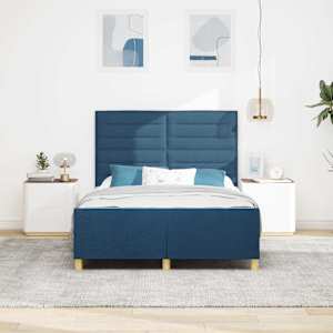 Rám postele s čelo Modrá 140 x 190 cm textil - obrázek 3