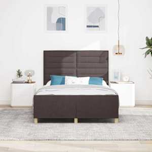 Rám postele s čelo Tmavě hnědá 160 x 200 cm textil - obrázek 3