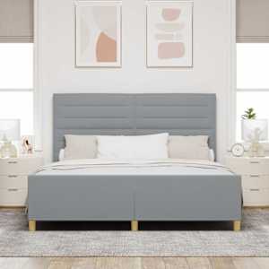 Rám postele s čelo Světle šedá 180 x 200 cm textil - obrázek 3