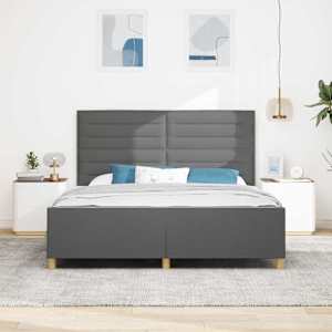 Rám postele s čelo Tmavě šedá 180 x 200 cm textil - obrázek 3