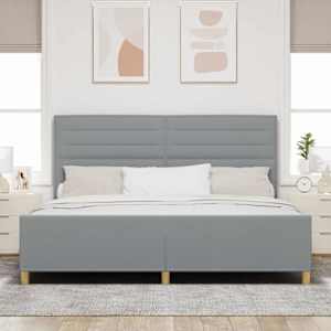 Rám postele s čelo Světle šedá 200 x 200 cm textil - obrázek 3