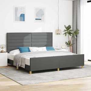 Rám postele s čelo Tmavě šedá 200 x 200 cm textil - obrázek 1