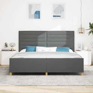 Rám postele s čelo Tmavě šedá 200 x 200 cm textil - obrázek 3