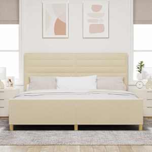 Rám postele s čelo Krémová 200 x 200 cm textil - obrázek 3