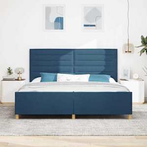 Rám postele s čelo Modrá 200 x 200 cm textil - obrázek 3