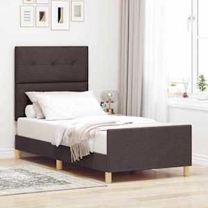 Rám postele s čelo Tmavě hnědá 80 x 200 cm textil - obrázek 1
