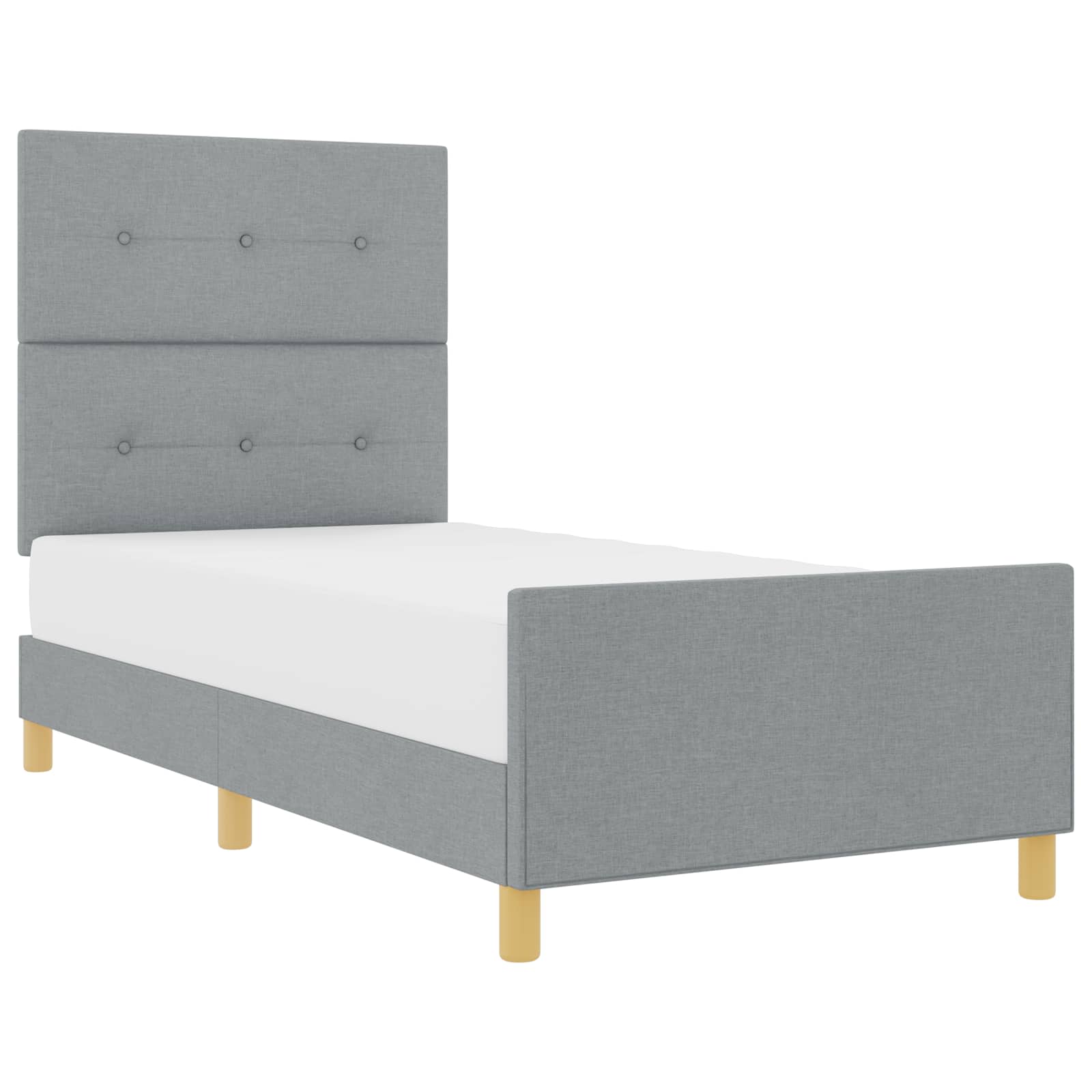 vidaXL Bedframe met hoofdeinde Lichtgrijs 100 x 200 cm Stof, foto 3