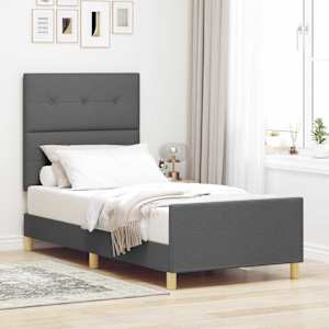 Rám postele s čelo Tmavě šedá 100 x 200 cm textil - obrázek 1