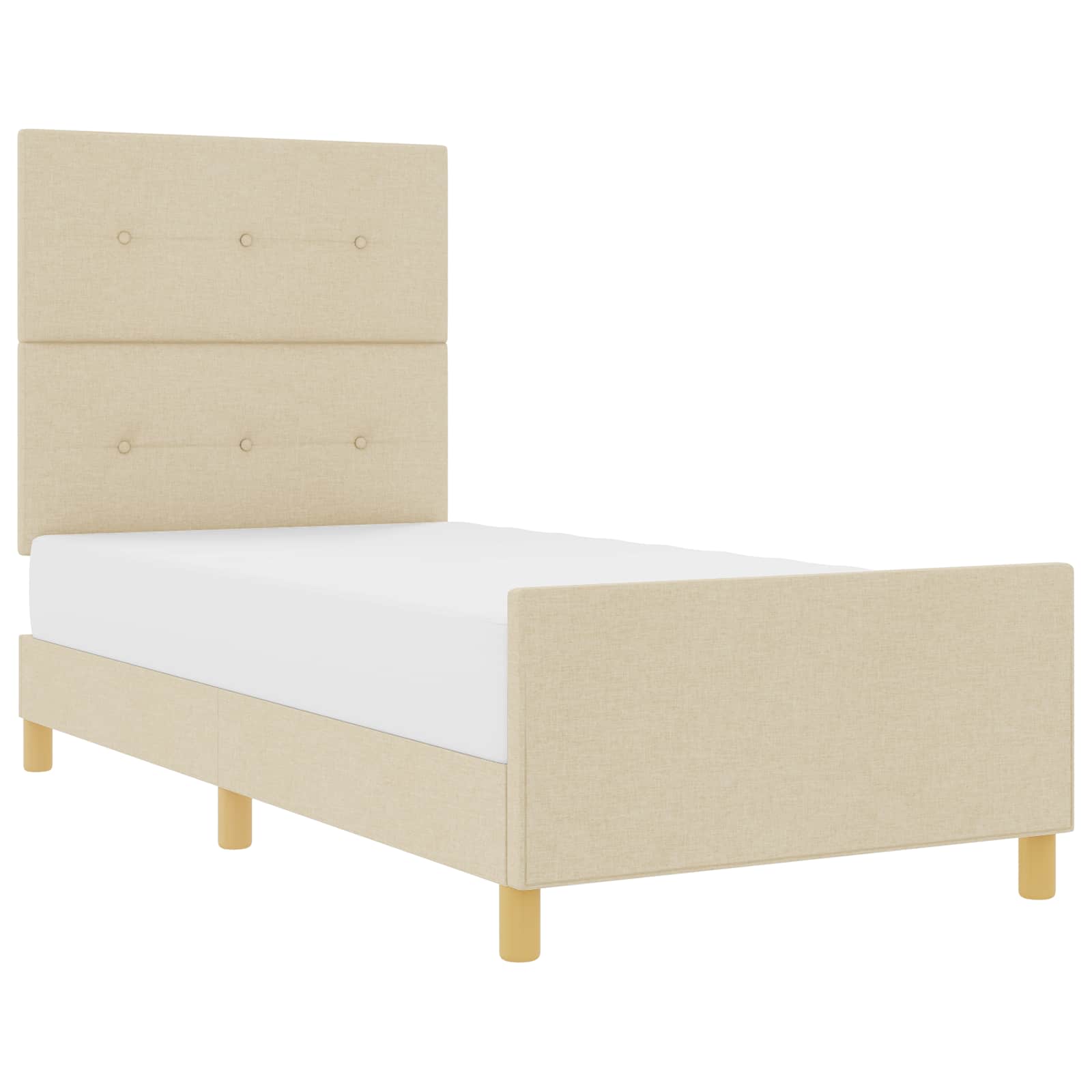 vidaXL Bedframe met hoofdeinde Crème 100 x 200 cm Stof, foto 3