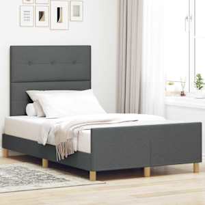 Rám postele s čelo Tmavě šedá 120 x 190 cm textil - obrázek 1