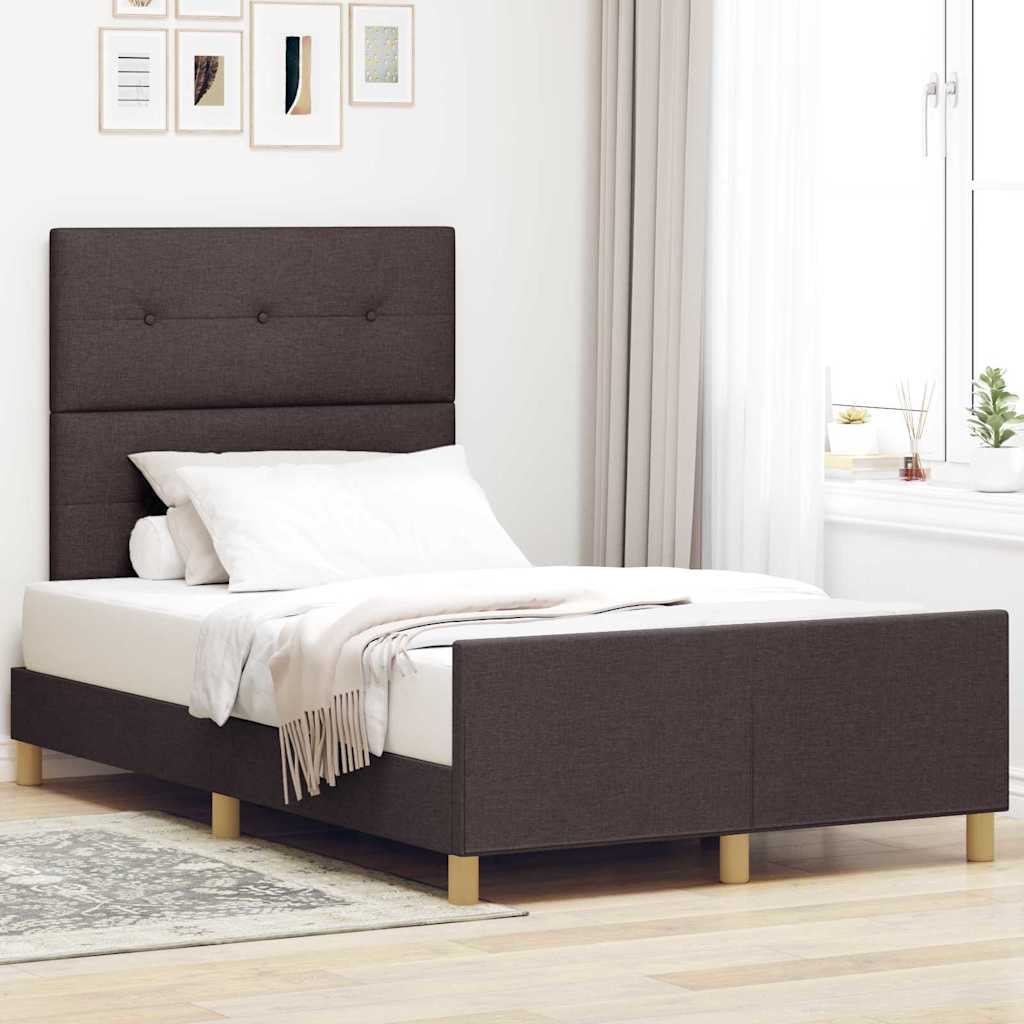 vidaXL Cadru de pat cu headboard Maro închis 120 x 190 cm țesătură
