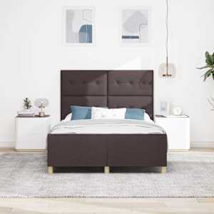 Rám postele s čelo Tmavě hnědá 140 x 190 cm textil - obrázek 3