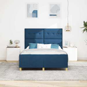 Rám postele s čelo Modrá 140 x 190 cm textil - obrázek 3