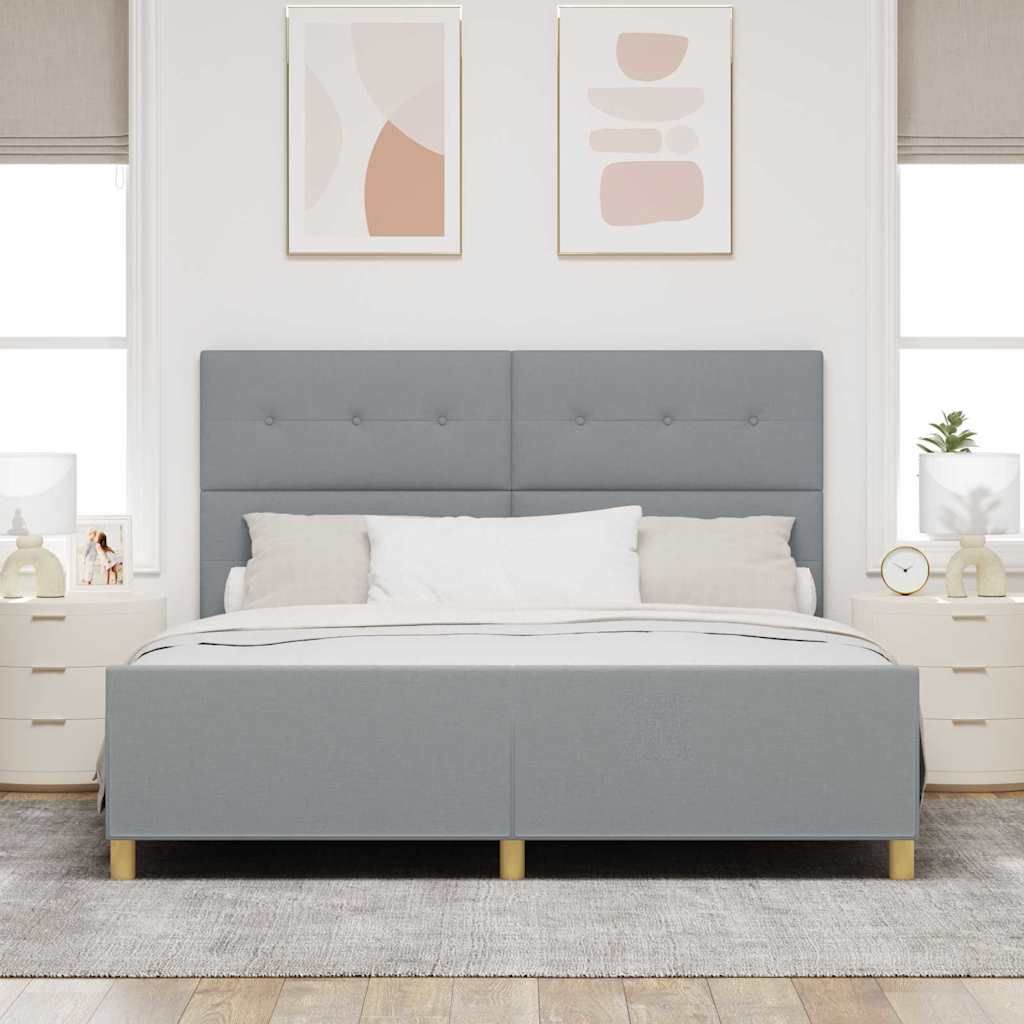 Rám postele s čelo Světle šedá 180 x 200 cm textil - obrázek 3