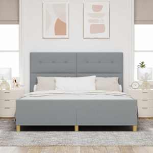 Rám postele s čelo Světle šedá 180 x 200 cm textil - obrázek 3