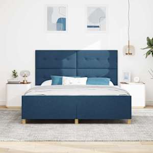 Rám postele s čelo Modrá 180 x 200 cm textil - obrázek 3